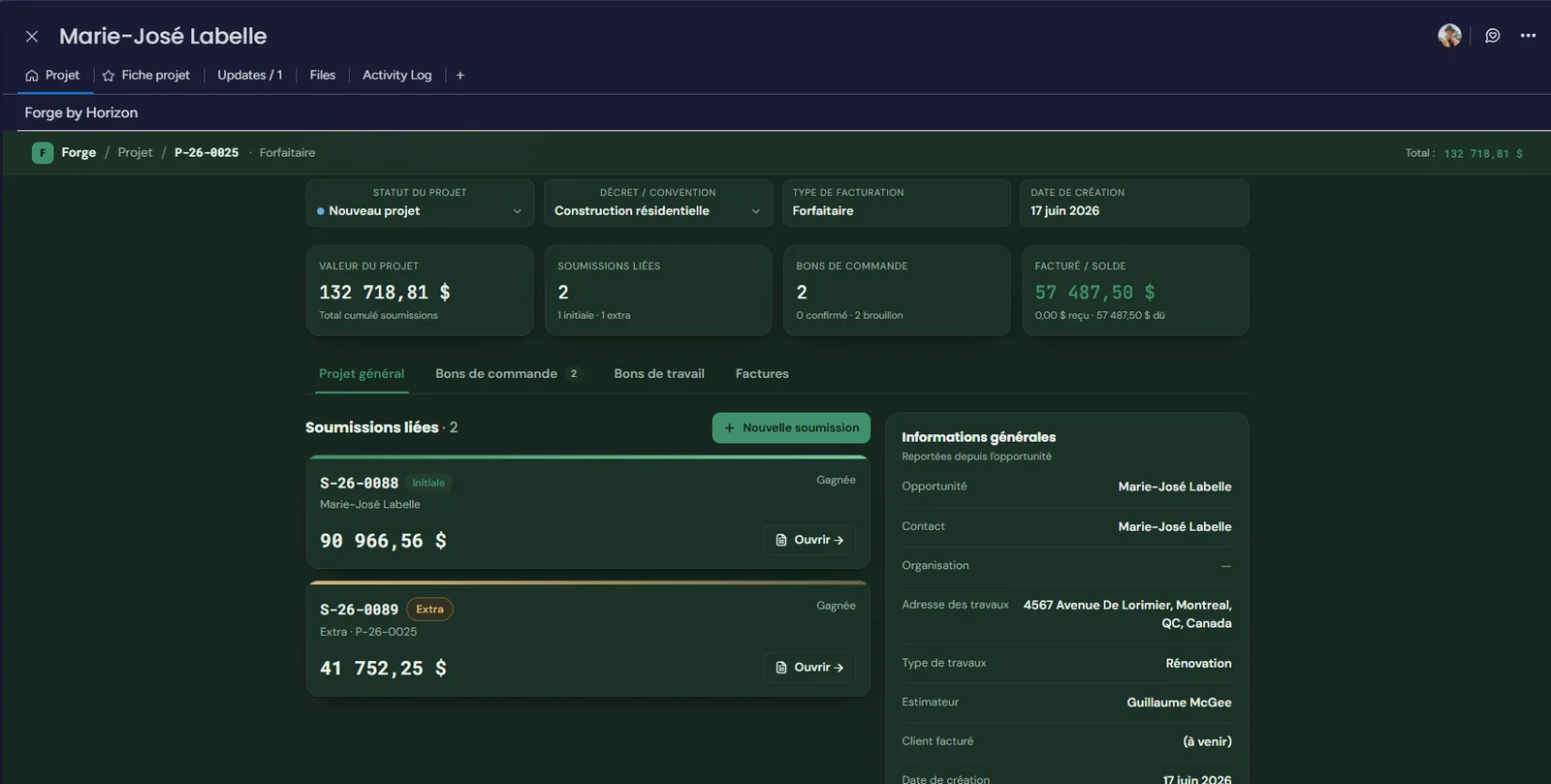 Tableau projet Direction dans monday.com